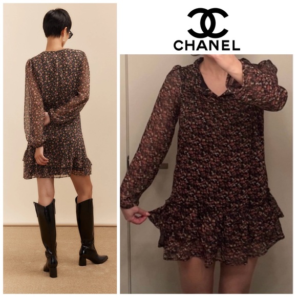 CHANEL Dresses & Skirts - CHANEL 90's Vintage Floral Dress fits Size Small Vintage Chanel